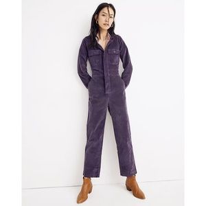 Madewell purple velveteen slim coverall